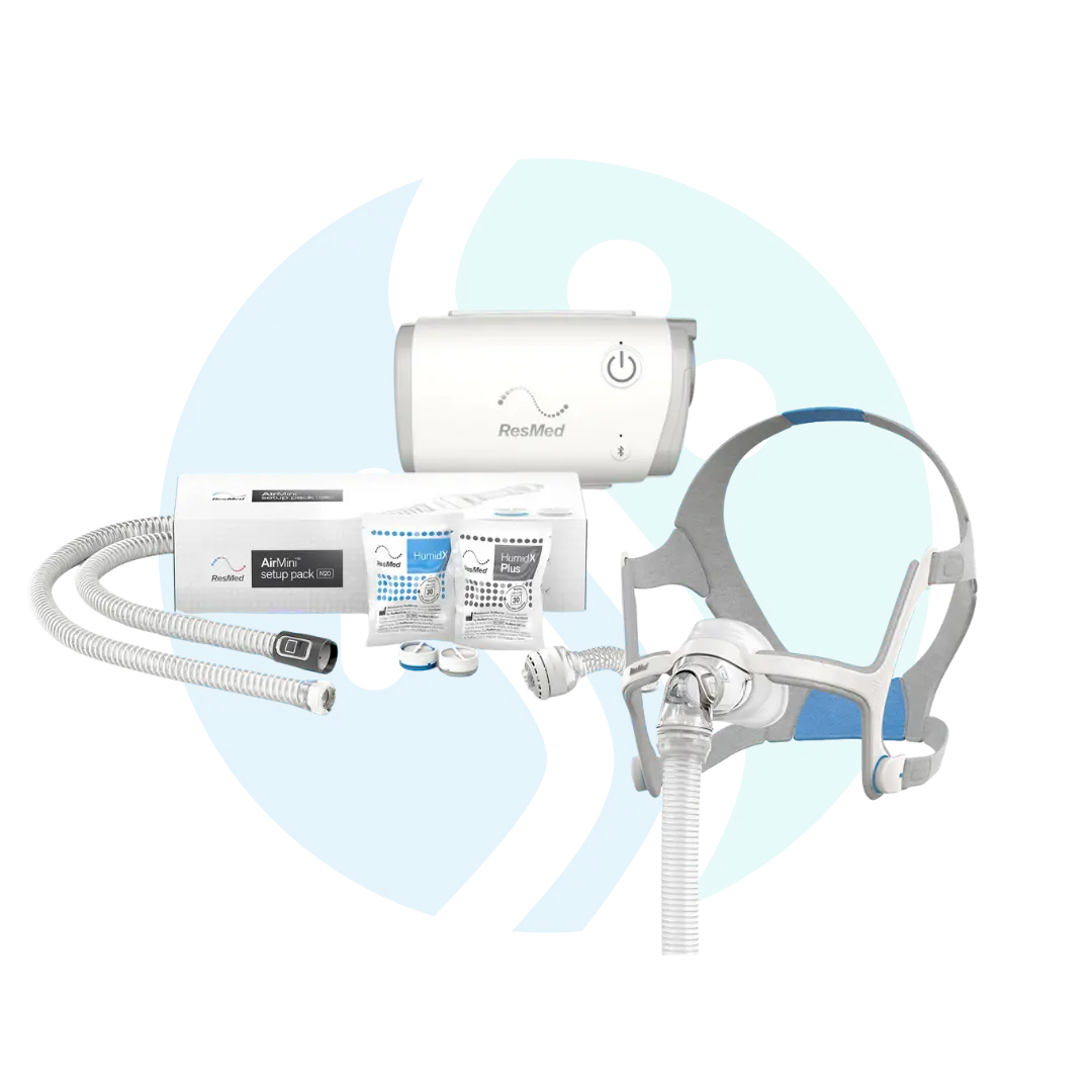 Pack CPAP Resmed AirMini + Setup Pack Mascarilla Nasal N20 Pack CPAP Resmed AirMini + Setup Pack Mascarilla Nasal N20